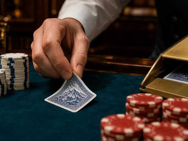 Znak za baccarat z dvema kartama in žetoni