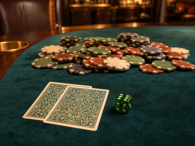 Znak za poker z lestvico in žetoni