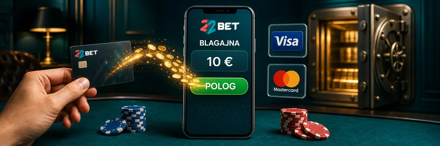 Blagajna 22Bet z načini plačila in zneski v evrih